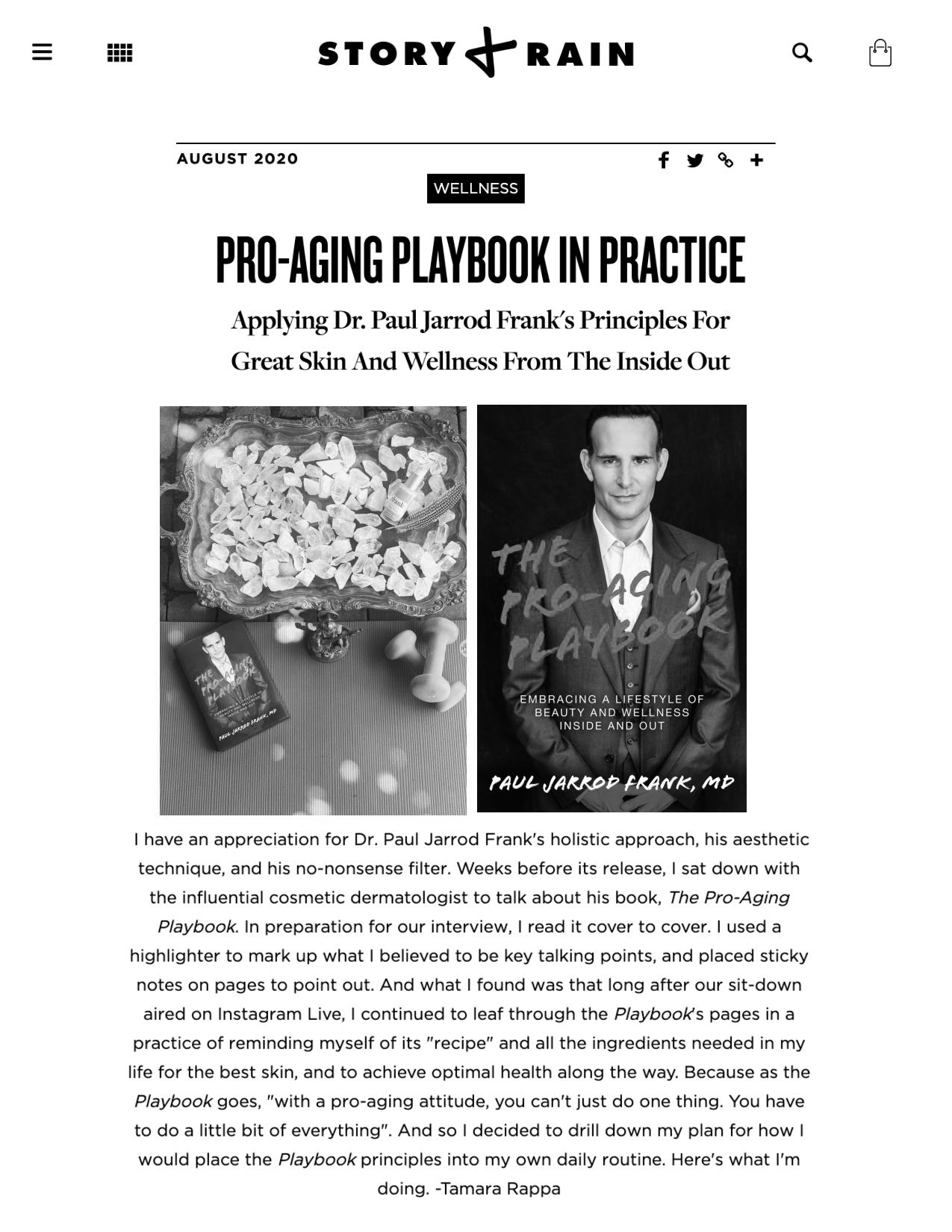 STORY RAIN featured The Pro-Aging Playbook by Dr. Paul Jarrod Frank of PFrankMD