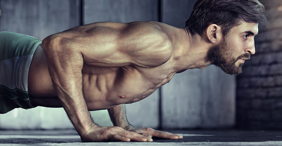 Fit man doing push-ups