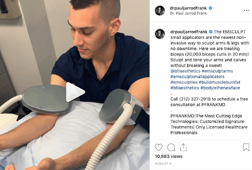 EMSCULPT Hand Pieces IG video by Dr. Paul Jarrod Frank of PFRANKMD in New York City, NY